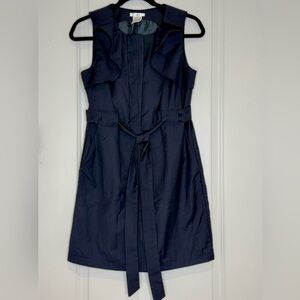 Esley Navy Ruffle Trim Sleeveless Belted Mini Dress Women’s Size S Businesscore